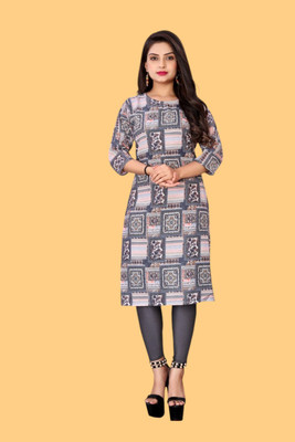 Tulsii Fab Women Printed Anarkali Kurta(Grey)