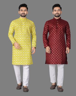 DHASU TRENDZ Men Printed Straight Kurta(Multicolor)