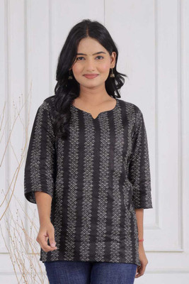 Ruby fashion hub Women Solid, Printed Straight Kurta(Black)