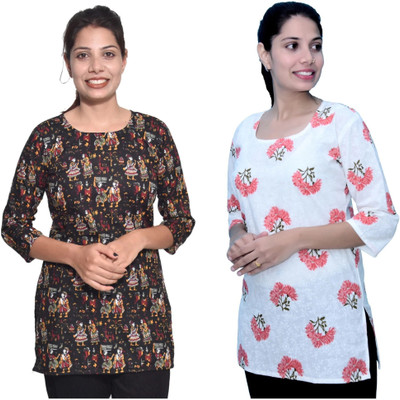 MUNDOTIYA MANUFACTURERS Women Printed Straight Kurta(Multicolor)