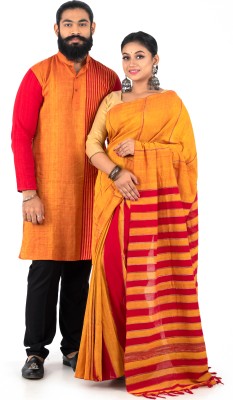 Bala garments house Women Striped Straight Kurta(Orange)