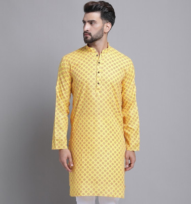 ARMAAN ETHNIC Men Printed Straight Kurta(Yellow)