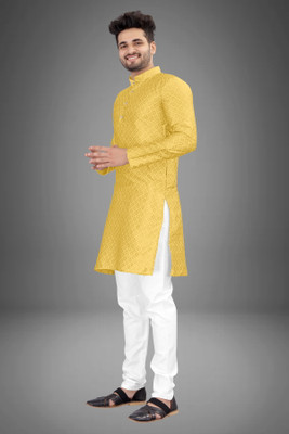 CRYSTALREVENUE Men Kurta Pyjama Set