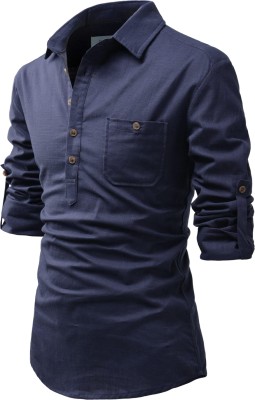 Vimal Star Men Solid Straight Kurta(Dark Blue)