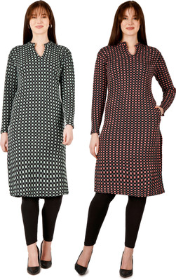 Blushh Collection Women Block Print Straight Kurta(Multicolor)