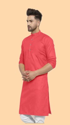 The Fashion Outlets Men Solid A-line Kurta(Red)