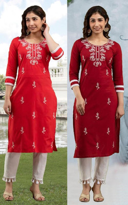 SISTO Women Chikan Embroidery A-line Kurta(Multicolor)