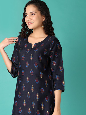 V-MART Women Printed A-line Kurta(Blue)