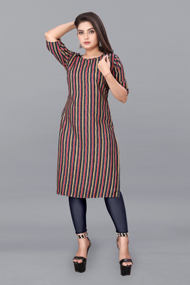 KNG TEXTILE Women Striped A-line Kurta(Multicolor)