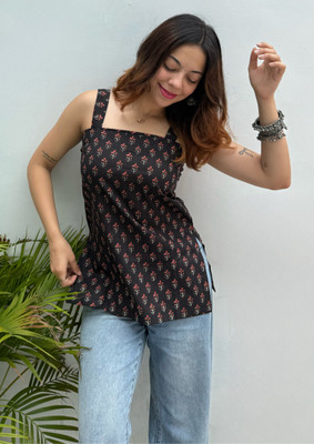 INFINITYEMPORIUM19 Women Printed Straight Kurta(Black)