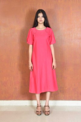 Pallwe Women Solid A-line Kurta(Pink)