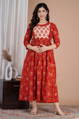 CHHOKRII Flared/A-line Gown(Red)