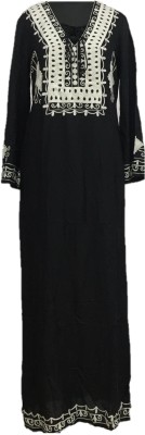 SILVER CRESCENT Women Embroidered Straight Kurta(Black)