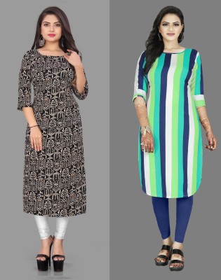 Modli 20 Fashion Women Printed A-line Kurta(Black, Multicolor)