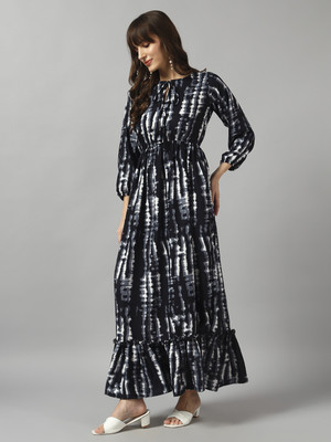 Jash Creation Women Fit and Flare Black Midi/Calf Length Dress