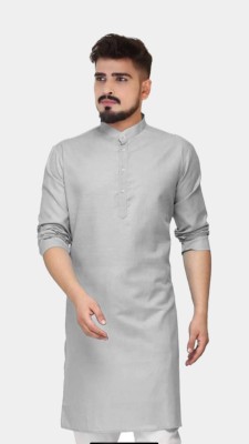 The Fashion Outlets Men Solid A-line Kurta(Grey)