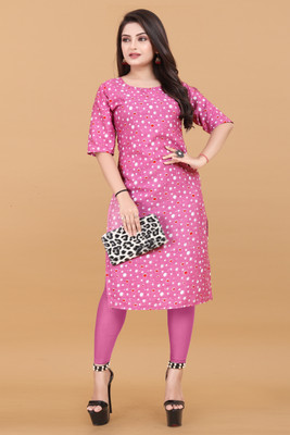 SANJUGARMENT Women Printed A-line Kurta(Pink)