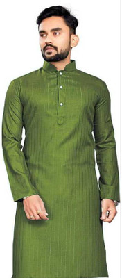 Shree Hari Enterprise Men Self Design A-line Kurta(Green)