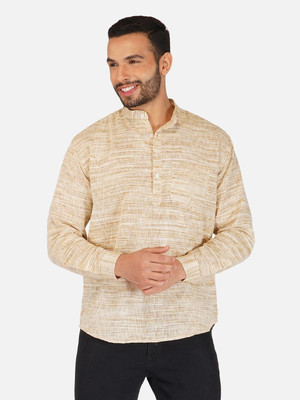 khaddarvas Men Self Design A-line Kurta(Beige)