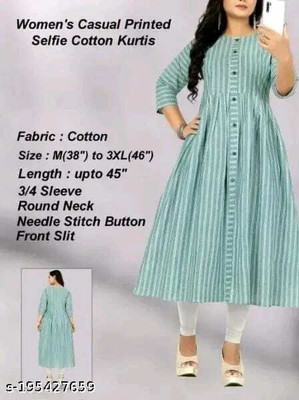 shardafashon Women Printed A-line Kurta(Blue)