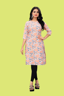 Tulsii Fab Women Printed Anarkali Kurta(Orange)