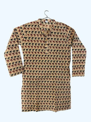 SonamFancyHub Men Printed Straight Kurta(Beige)