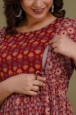 anjil Women Printed Anarkali Kurta(Multicolor)