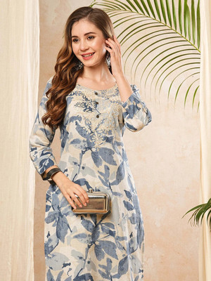 PHYSIL Women Embroidered Straight Kurta(Multicolor)