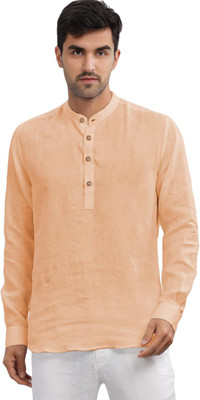 VIMASUTI Men Solid Straight Kurta(Orange)