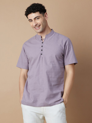 Melange by Lifestyle Men Solid Straight Kurta(Purple)