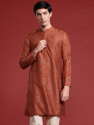 ANOUK Men Printed Straight Kurta(Red)