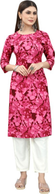 MARIDI FASHION Women Printed Straight Kurta(Pink)