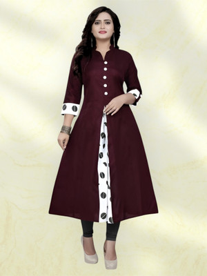 U CREATION Women Printed Straight Kurta(Maroon)