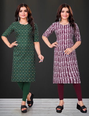 RANGRASIYA CORPORATION Women Printed Straight Kurta(Maroon)