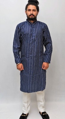 merahi Men Self Design A-line Kurta(Blue)