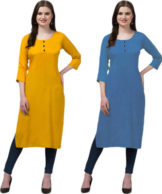 Coft Women Solid Straight Kurta(Multicolor)