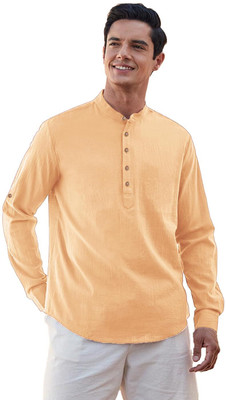 VIMASUTI Men Solid Straight Kurta(Orange)