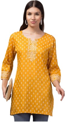 SwalihaFashion Women Floral Print A-line Kurta(Yellow)