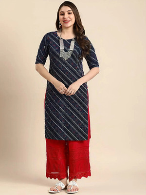 SZN Women Printed A-line Kurta(Black)