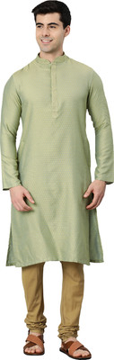Manthan Men Solid Straight Kurta(Light Green, Yellow)