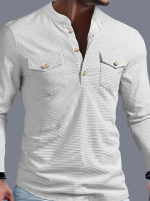 EyeBogler Men Self Design Straight Kurta(White)