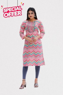 MitanshFashion Women Leheriya A-line Kurta(Pink)