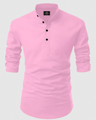 evalaxy Men Solid Straight Kurta(Pink)