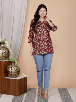 NEXTWEAR Women Printed A-line Kurta(Maroon)