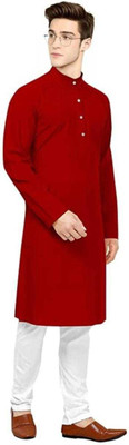 CRYSTALREVENUE Men Solid Straight Kurta(Maroon)