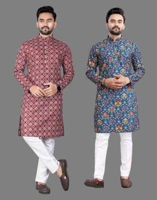 DHASU TRENDZ Men Printed Straight Kurta(Multicolor)