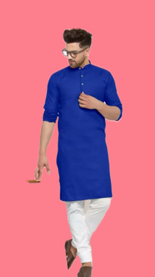 VINAARI Men Solid A-line Kurta(Dark Blue)