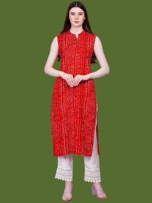 Fashion Point Women Printed Straight Kurta(Red)