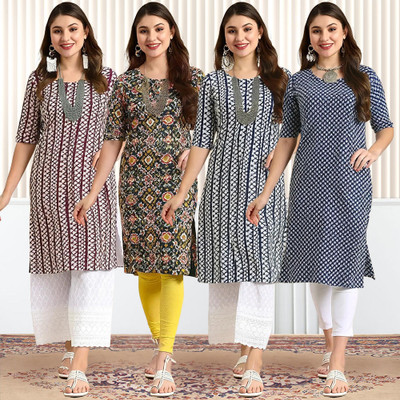 1 Stop Fashion Women Printed A-line Kurta(Multicolor)