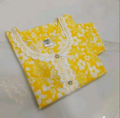 AURA STYLE Women Printed Straight Kurta(Yellow)